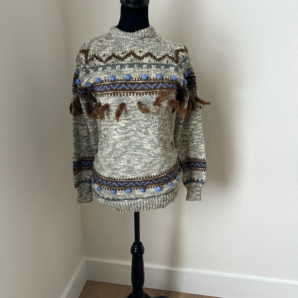 Vintage Midnight Blues Textured Knit Sweater size S